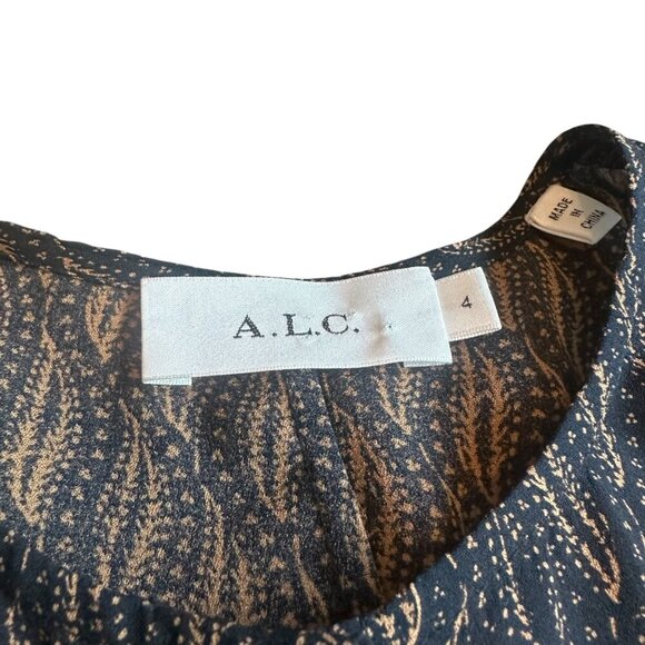 A.L.C. Button-Down Shift Dress 100% Silk Fun Print Short Sleeve Size 4 Women's - Picture 14 of 14